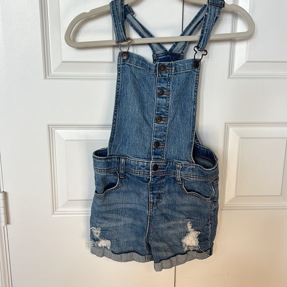 Cat & Jack - Large Girls Denim Overall Shorts 10/12 - Picture 2 of 5